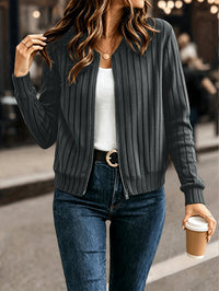 Sloane | Refined Ribbed Zip-Up Jacket in Black