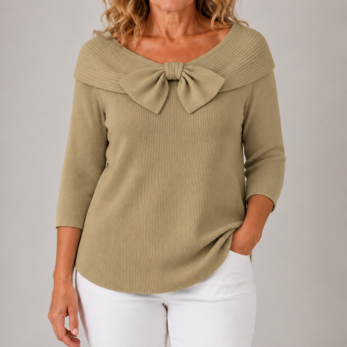 Nerys | Women's Knit Jumper with Bow Detail and Relaxed Silhouette