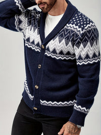 Whitaker | Men's Shawl Cardigan with Nordic Pattern and Warm Knit