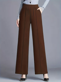 Marlene | High-Waisted Straight-Leg Trousers in Dark Brown