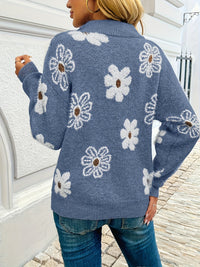 Larissa | Floral Half-Zip Sweater in Black