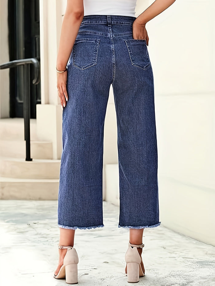 Ramona | Washed Straight-Leg Cropped Jeans in Royal Blue