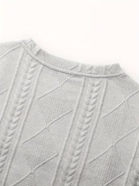 Clifford | Textured Knit-Look Long Sleeve Top in Light Grey