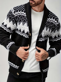 Whitaker | Men's Shawl Cardigan with Nordic Pattern and Warm Knit