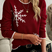 Noelle | Festive Snowflake Jumper in Burgundy