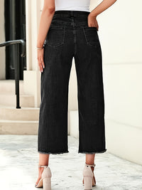 Ramona | Washed Straight-Leg Cropped Jeans in Black