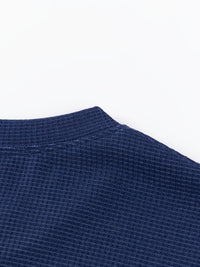 Frederick | Textured Waffle-Knit Long Sleeve Top in Navy