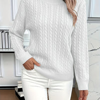 Lorelei | Cable-Knit Round Neck Sweater in Purple
