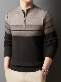 Ambrose | Half-Zip Striped Sweater in Green