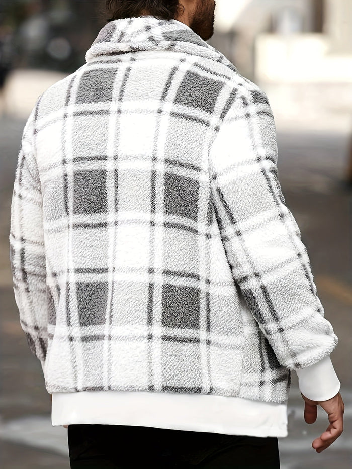 Chester | Cosy Textured Jacket in Grey & White