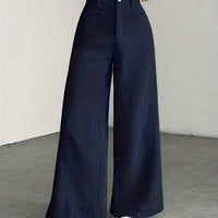 Nora | High-Waisted Wide-Leg Trousers in Grey