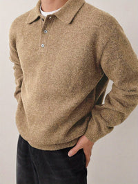Reid | Men's Knit Jumper with Polo Collar and Cosy Feel
