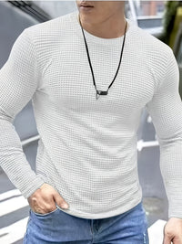 Frederick | Textured Waffle-Knit Long Sleeve Top in White