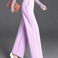 Marlene | High-Waisted Straight-Leg Trousers in Light Purple