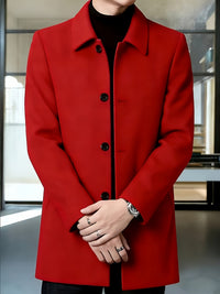 Cedric | Tailored Single-Breasted Overcoat in Red