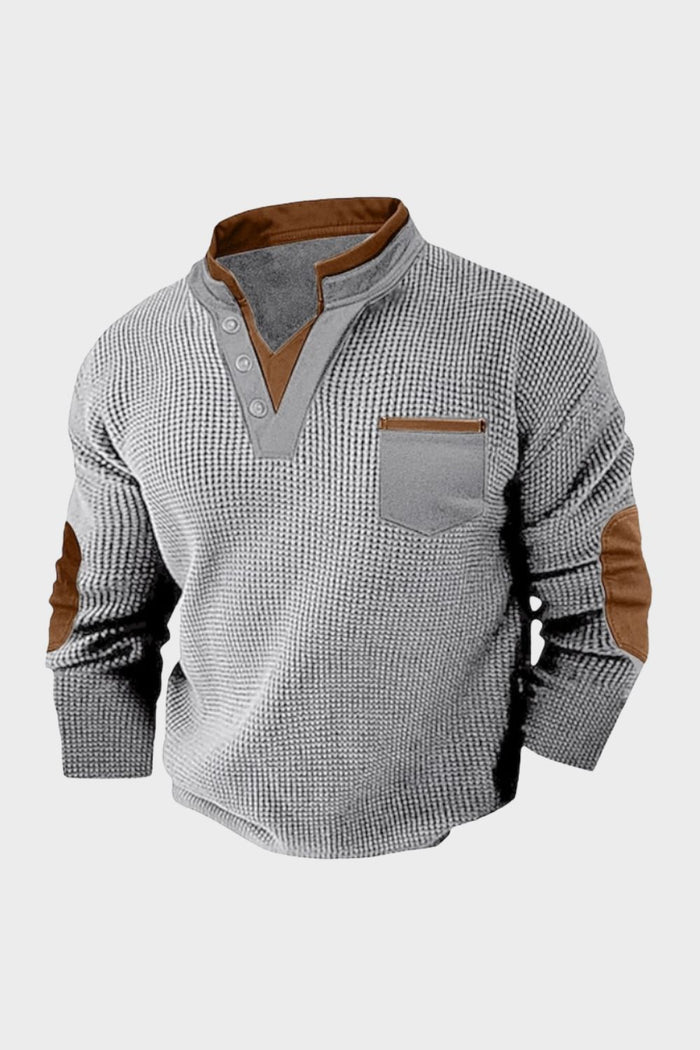 Calder | Men's Henley Top with Textured Knit and Chest Pocket