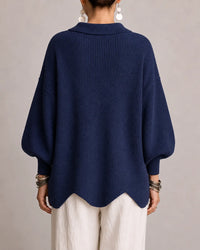 Margery | Women's Oversized Knit Cardigan with Collar and Gold Buttons