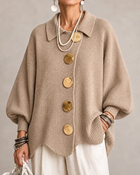 Margery | Women's Oversized Knit Cardigan with Collar and Gold Buttons