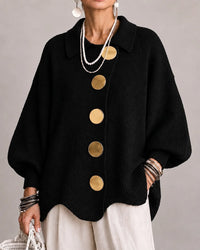 Margery | Women's Oversized Knit Cardigan with Collar and Gold Buttons