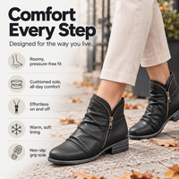 Sybil | Women's Ankle Boots with Ruched Shaft and Block Heel