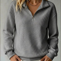 Tamsin | Women's Quarter Zip Jumper with Quilted Texture and Relaxed Fit