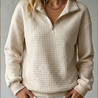 Tamsin | Women's Quarter Zip Jumper with Quilted Texture and Relaxed Fit