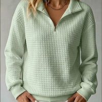 Tamsin | Women's Quarter Zip Jumper with Quilted Texture and Relaxed Fit