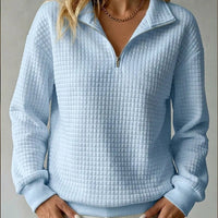 Tamsin | Women's Quarter Zip Jumper with Quilted Texture and Relaxed Fit