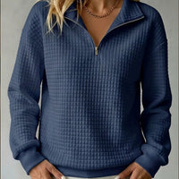 Tamsin | Women's Quarter Zip Jumper with Quilted Texture and Relaxed Fit