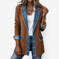 Elaine | Elegant Layered Collar Button Jacket in White