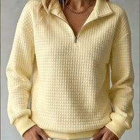 Tamsin | Women's Quarter Zip Jumper with Quilted Texture and Relaxed Fit