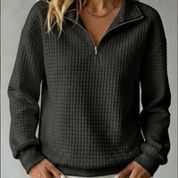 Tamsin | Women's Quarter Zip Jumper with Quilted Texture and Relaxed Fit