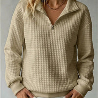 Tamsin | Women's Quarter Zip Jumper with Quilted Texture and Relaxed Fit