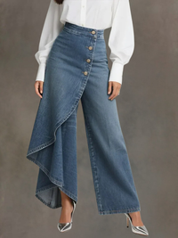 Morgan | Elegant High Waisted Wide-leg Pants in Blue