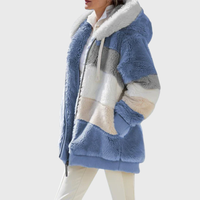 Darcey | Elegant Multicolor Warm Puffer jacket in Blue Stripes