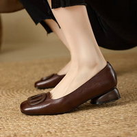 Mairead | Women's Leather Flats with Square Toe and Bold Hardware