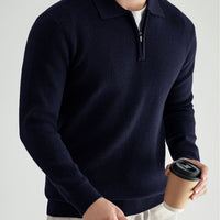 Douglas | Men's Quarter Zip Jumper with Polo Collar and Ribbed Finish