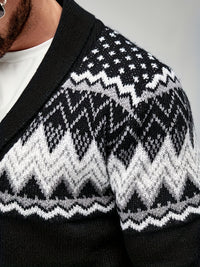 Whitaker | Men's Shawl Cardigan with Nordic Pattern and Warm Knit