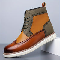 Hubert | Men's Brogue Ankle Boots with Punched Detail and Clean Shape