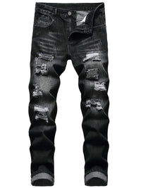 Kingsley | Rugged Distressed Straight Jeans in Dark Grey