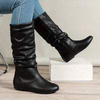 Lydia | Women's Mid Calf Boots with Slouch Shape and Flat Sole