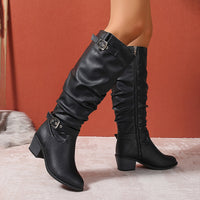 Ffion | Women's Knee High Boots with Slouch Shape and Buckle Detail
