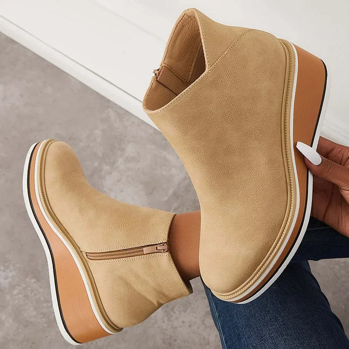 Eira | Women's Ankle Boots with Platform Sole and Smooth Finish