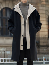 Cornelius | Layered Hooded Longline Coat in Black