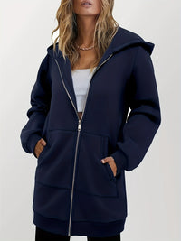 Agnes | Women's Longline Hooded Jacket with Full Zip and Soft Lining