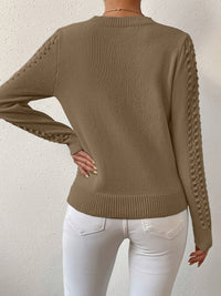 Lorena | Pointelle Knit Sweater in Brown