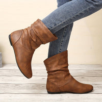 Lucia | Women's Slip On Ankle Boots with Gathered Shape and Flat Sole