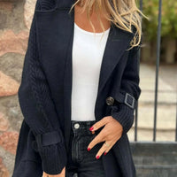 Minerva | Women's Longline Coat with Knit Sleeves and Tailored Body