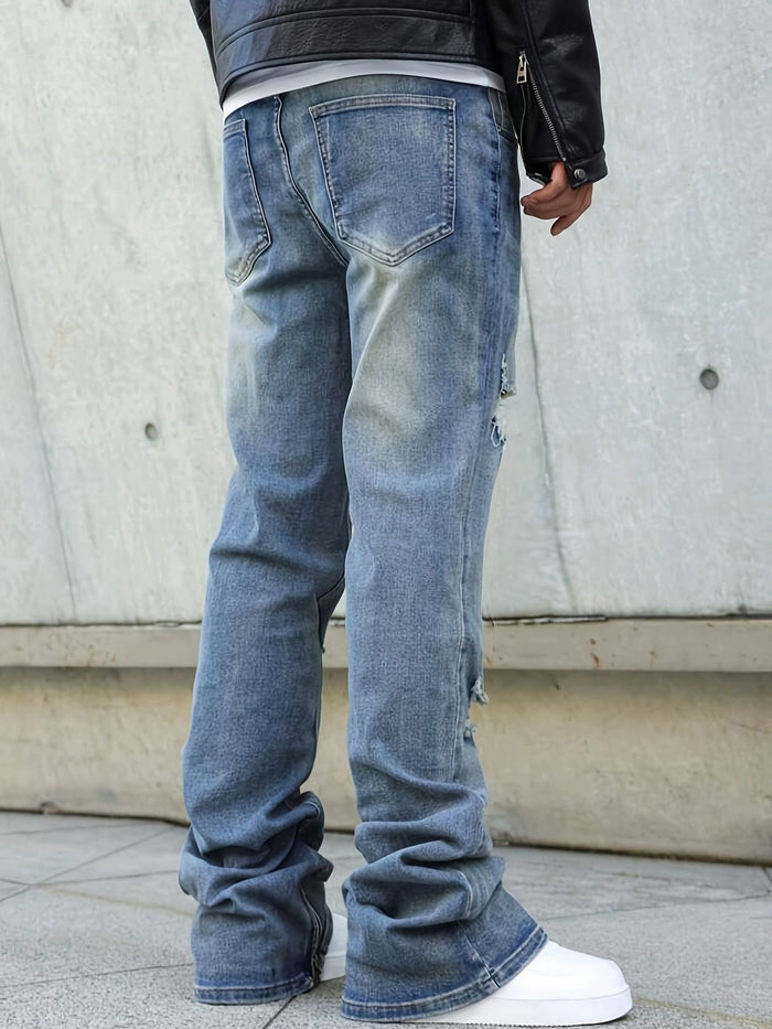 Baxter | Relaxed Straight-Leg Distressed Jeans in Blue