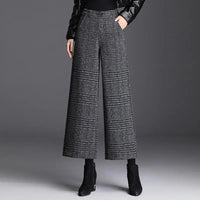 Jenny | Checked Wide-Leg Trousers in Plaid Black